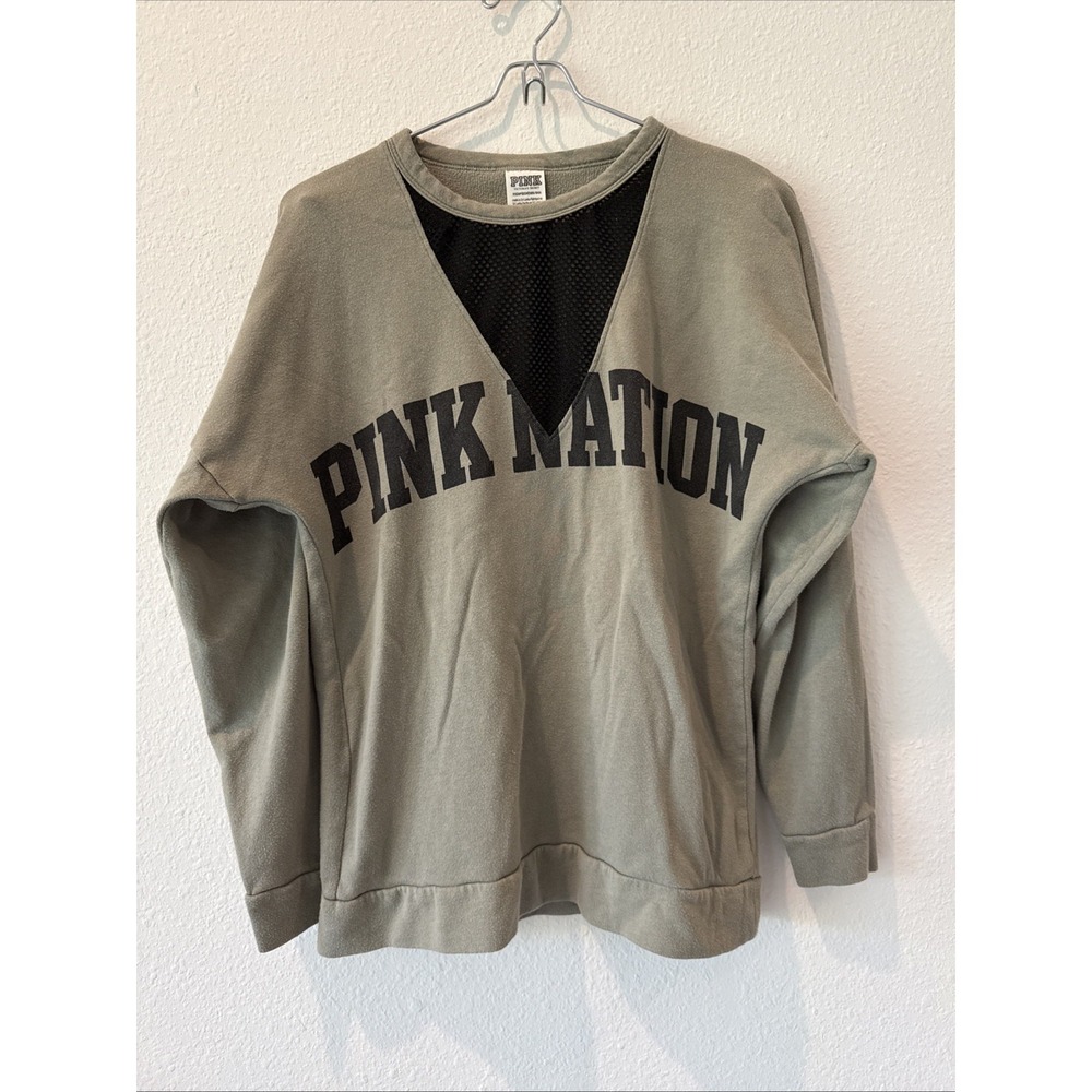 Victoria's Secret PINK NATION Super Soft Sweatshirt-Olive green Size XS